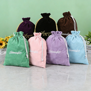 Custom Embroidery Logo Recyclable Luxury Velvet Jewelry Pouch Promotion Velvet Drawstring Bag for Jewelry Watch Glasses