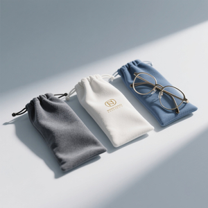 Luxury Custom Sunglasses Drawstring Bag Gray Glasses Eyewear Package Pouches Cloth Sunglasses Drawstring Pouch Set