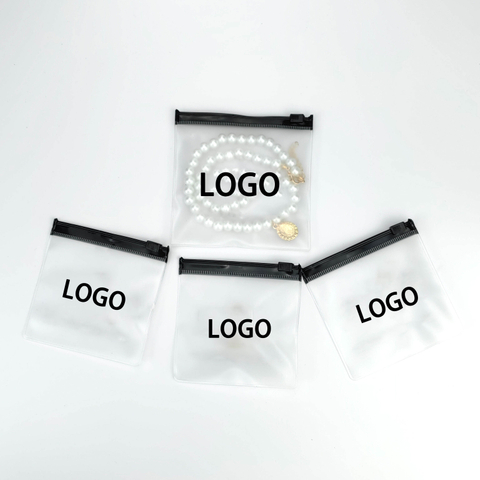 Custom Printing Logo Small Mini Frosted Pvc Ziplock Pouch White Clear Rings Jewelry Packaging Plastic Zipper Bag