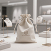 Branded Custom Cotton Jewelry Pouches with Logo Personalized Twill Drawstring Bags for Business and Retail Packaging