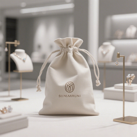 Branded Custom Cotton Jewelry Pouches with Logo Personalized Twill Drawstring Bags for Business and Retail Packaging