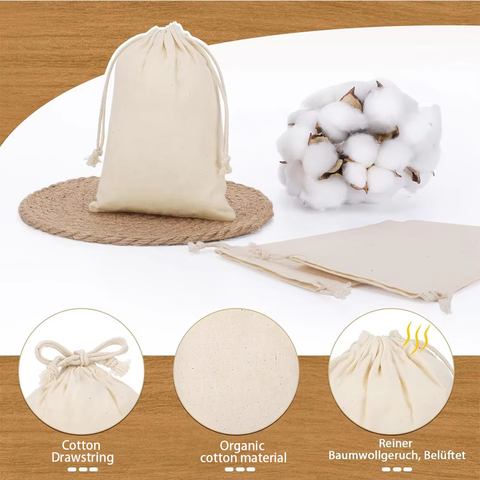 Custom Bracelet Earrings Brooch Packaging Bag Pouch Shopping Gift Bags Reusable Blank Organic Cotton Drawstring Bag with Logo