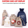 Eco Fabric Gift Bag Drawstring Jewelry Packing Bag Cotton Canvas Custom Print Logo Organic Cotton Jute Drawstring Bag