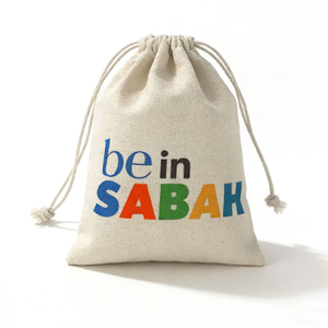 Recyclable Organic Canvas Cotton Drawstring Pouch Custom Logo Screen Printed Jewelry Packaging Small Storage Gift Bag