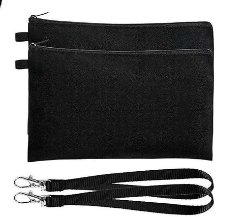 Custom Cotton Canvas Chain Pencil Bag Student Drawing Stationery Bag Black White Cotton Storage Hook Rope Makeup Bag Pouch