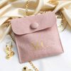 Customized Luxury Logo Flannel Pink Suede Jewelry Earring Pouch Microfiber Drawstring Bag Envelope Bags Jewelry Container Bag