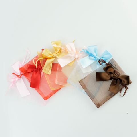 Custom Logo Small Ribbon Drawstring Organza Pouches Chocolate & Jewelry Gift Packaging with Premium Material