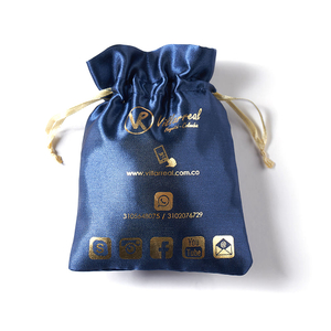 Customized Gold Hot Stamping Satin Jewelry Pouch Satin Dust Bag Silk Satin Jewelry Drawstring Bags With logo
