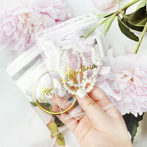 Reusable Logo Customized Small Jewelry Packaging Zip Plastic Bag Matte Cute Zipper Bag for Earring PVC Mini Ziplock Pouch Bag