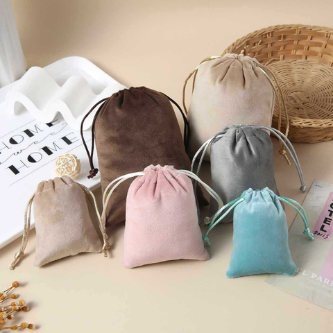 Custom Print Luxury Flannel Bag Gift Drawstring Pouch Perfume Candle Jewelry Suede Pouch Dice Jewelry Velvet Bags With Logo