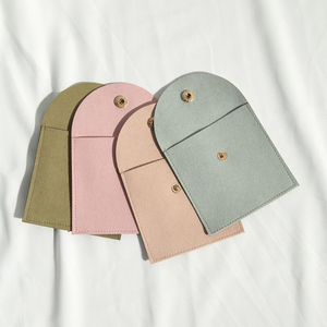 Custom Logo Printed Microfiber Gift Bag Necklace Jewellery Packaging Bag Envelope Microfiber Jewelry Pouch with Button