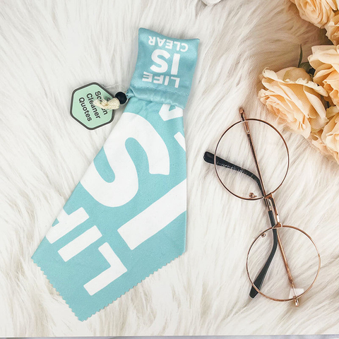 Digital Printing Microfiber Sunglasses Cleaning Cloth with Key Chain Pouch Solid Color Keychain Glasses Cloth