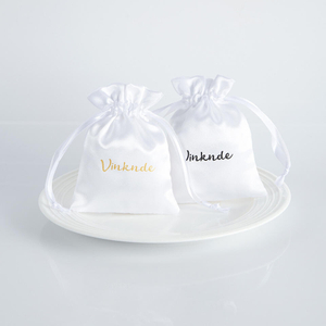 In-stock Manufacturer Supplies Silk Satin Drawstring Jewelry Storage Bags Printed logo Dust-proof Small Item Bags