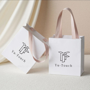 High Quality Ribbon Handles Paper Bag Jewellery Luxury Wedding Gift Shopping Bag Custom Logo Printed Paper Jewelry Bags