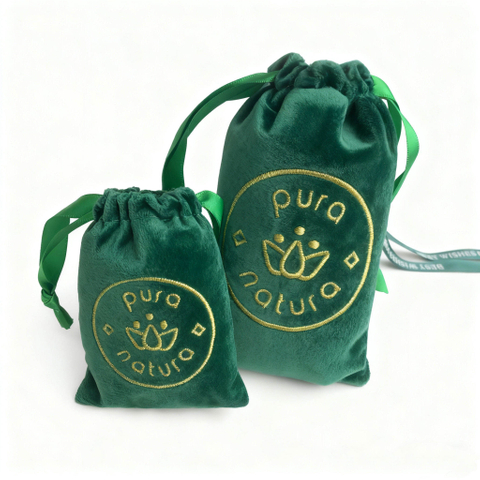 Luxury logo Printed Jewelry Packaging Bag Velvet Drawstring Pouch Personalized Printing Small Gift Jewelry Bag