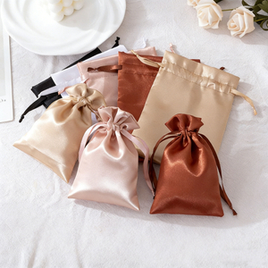 Silk Satin Lined Draw String Bag Gift Drawstring Pouch for Jewelry Rings Earrings Necklace Round Gift Storage Bag