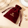 High End Designing Experienced Customized Red Velvet Drawstring Good Sewing Jewelry Earring Storage Dust Bag