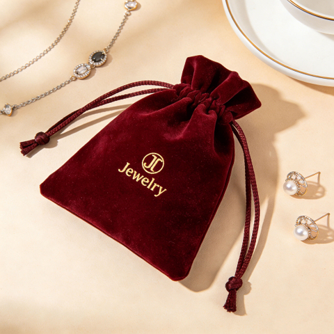 High End Designing Experienced Customized Red Velvet Drawstring Good Sewing Jewelry Earring Storage Dust Bag