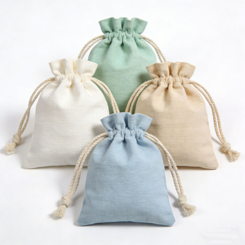 Custom Print Logo Natural Cotton Jewelry Pouch Canvas Gift Dust Cotton Drawstring Dust Bag for Jewelry