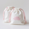 Customized Reusable Gift Cotton Cloth Bag White Canvas Cotton Drawstring Bag with Screen Printed Logo