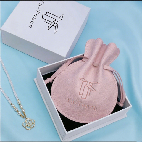 Luxury Custom Logo Jewelry Drawstring Pouch Microfiber Packaging Bag Round Microfiber Jewelry Pouch Jewelry Packaging Box