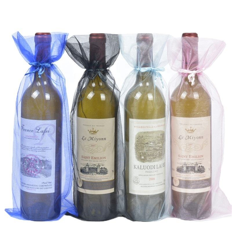Wine Bag/organza Wine Pouch Gift Drawstring Recyclable Screen Printing,hot Stamping More Than 22 Colors or Customized Acceptable