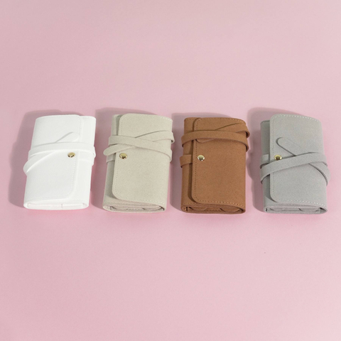 Custom Luxury Microfiber Travel Jewelry Organizer Case Roll-Foldable Portable Jewelry Storage Pouch