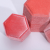 Soft Candy Color Velvet Jewelry Box Fashionable Hexagon Pendant Earrings Necklace Wedding Ring Storage Packaging Gift Girls