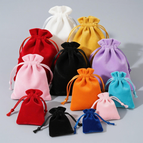 5*7cm 7*9cm 8*10cm Bag Velvet Customized Logo Wholesale 11 Colors Gift Pouch Jewelry Packaging Drawstring Bag
