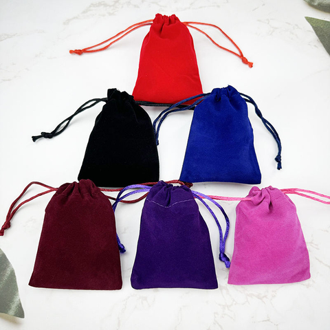 Custom Logo Luxury Colored Jewelry Velvet Gift Bag Drawstring Packaging Pouch for Watches Glasses Earrings Rings Printed Logo