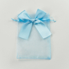 Custom Blue Organza Gift Bag with Ribbon Bow for Cosmetics and Jewelry Packing Drawstring Pouch for Elegant Presentation