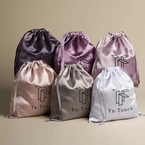 Eco-frinedly Custom Print Logo Large Satin Jewelry Pouch Color Silk Satin Candy Drawstring Bag Dust Jewelry Bag