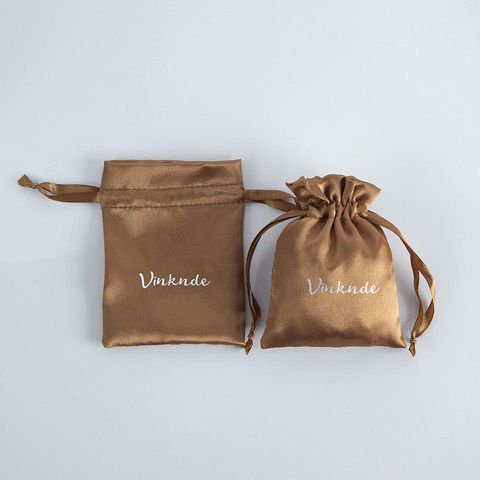 Factory-made Rectangle Faux Silk Satin Drawstring Storage Bag Dust-proof Silky Packaging for Jewelry