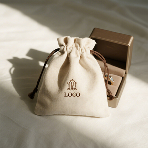 Customize Pouch for Mens Jewelry Packaging Cotton Canvas Bag With Gold Stamping Logo Minimalist Style