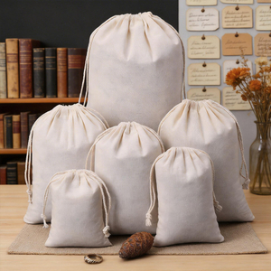Hot Sale Eco Reusable Organic Cotton Linen Jewelry Gift Bag Muslin Canvas Organic Cotton Drawstring Bag
