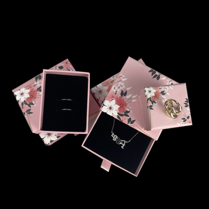 Box and Bag with Insert Set Jewelry Box Plus Jewelry Bag Paper Drawer Bracelet Necklace Earring Box Microfiber Pouch