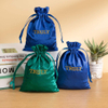 Recyclable Custom Embroidered Velvet Drawstring Bags Candles Jewelry Gifts Storing Bag Velvet Packaging Bags