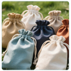 Customized Printing Logo Natural Cotton Drawstring Pouch Soft Muslin Dust Bag for Wedding Parties Jewelry Gift Packaging Bag