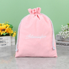 Custom Embroidery Logo Recyclable Luxury Velvet Jewelry Pouch Promotion Velvet Drawstring Bag for Jewelry Watch Glasses