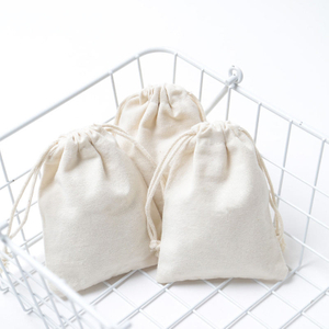Custom Organic Cotton Drawstring Bag for Jewelry Recyclable Biodegradable Rings Earrings Watches Glasses Dust-Free Gift Giving