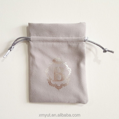 Drawstring Bag or Customized Acceptable Accept for Gifts Suede Jewelry Pouch/suede Recyclable Screen Printing,hot Stamping Black