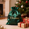 Custom Printing Logo Green Silk Satin Jewelry Bag Drawstring Bag Cosmetic Christmas Gift Packaging Bag