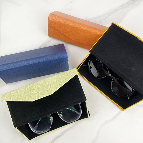 Custom ECO Friendly Kraft Paper Sunglasses Case Triangular Folding Glasses Case Handmade Foldable Sunglasses Case