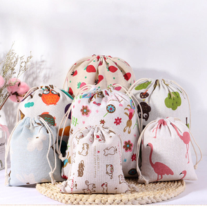 Eco Fabric Gift Bag Drawstring Jewelry Packing Bag Cotton Canvas Custom Print Logo Organic Cotton Jute Drawstring Bag