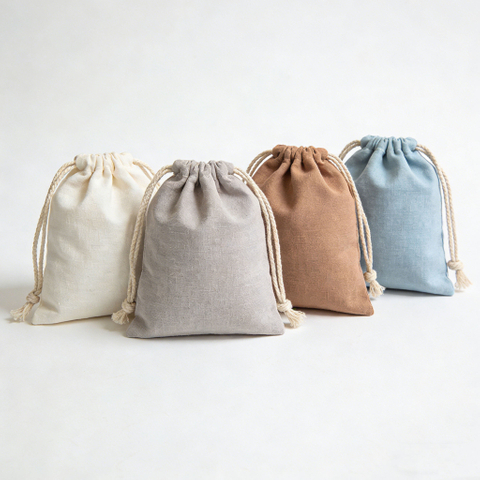 Eco Friendly Custom Logo Printed Gift Cloth Colorful Canvas Cotton Double String Handbag Shoe Dust Drawstring Pouch Bag