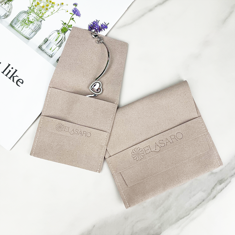 Fashion Microfiber Custom Logo Microfiber Envelope Packaging Pouch Luxury Small Jewelry Gift Necklace Rings Earrings Bag
