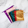 Wholesale Drawstring Jewelry Gift Silk Satin Pouch Hair Extension Packaging Black Satin Bag with Customized logo