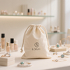 High Quality Custom Cotton Drawstring Pouch with Logo Reusable Packaging Bag for Gift Jewelry and Cosmetics