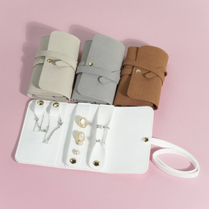High Quality Custom Logo Microfiber Storage Bag Foldable Roll Organizer Necklaces Earrings Rings Travel-friendly Pouches
