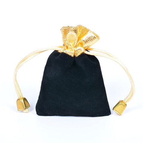 Custom 7*9cm Golden Velvet Drawstring Bags Soft Wedding Candy Gift and Jewelry Pouches for Weddings and Events